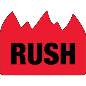 1 1/2 x 2" - "Rush" (Bill of Lading) Flame Labels