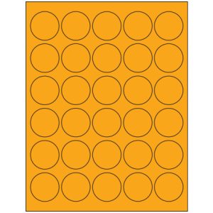 1 1/2" Fluorescent Orange Circle Laser Labels