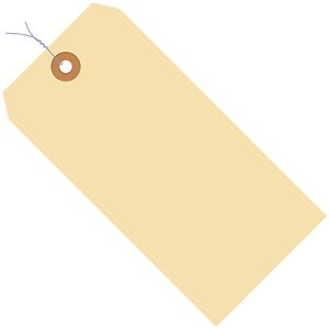 2 3/4 x 1 3/8" 10 Pt. Manila Shipping Tags - Pre-Wired
