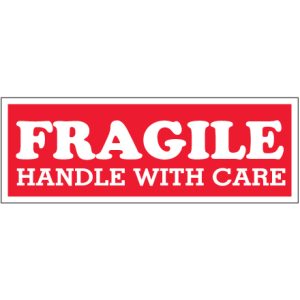1 1/2 x 4" - "Fragile - Handle With Care" Labels